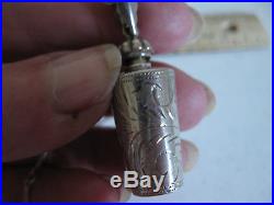 Vintage Sterling Silver Etched Perfume Bottle Pendant/ Necklace, 20, 17.05g