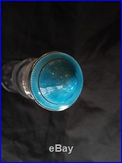 Vintage Sterling Silver Guilloche Enamel Cut Glass Perfume Bottle 7