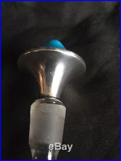Vintage Sterling Silver Guilloche Enamel Cut Glass Perfume Bottle 7