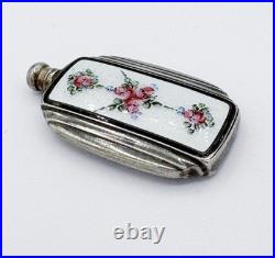 Vintage Sterling Silver & Guilloche Enamel Webster Perfume Bottle Flask