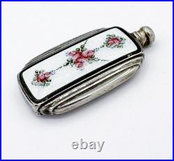 Vintage Sterling Silver & Guilloche Enamel Webster Perfume Bottle Flask