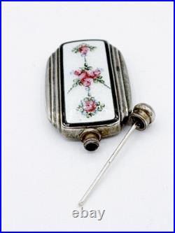 Vintage Sterling Silver & Guilloche Enamel Webster Perfume Bottle Flask Vintage Sterling Silver & Guilloche Enamel Webster Perfume Bottle Flask