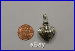Vintage Sterling Silver Heart Shaped Perfume Bottle Pendant by Lagos Caviar