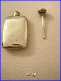 Vintage Sterling Silver Miniature Perfume Bottle W Screw Cap & Dipstick Applicat