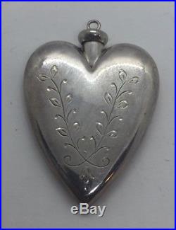 Vintage Sterling Silver Ornate Heart Perfume Bottle Pendant