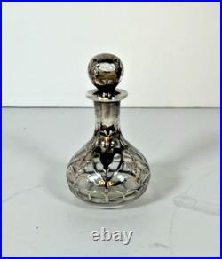 Vintage Sterling Silver Overlay Filigree Art Nouveau Perfume Scent Bottle c1900