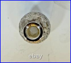 Vintage Sterling Silver Overlay Filigree Art Nouveau Perfume Scent Bottle c1900