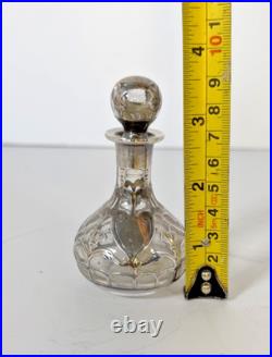 Vintage Sterling Silver Overlay Filigree Art Nouveau Perfume Scent Bottle c1900