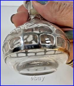 Vintage Sterling Silver Overlay Filigree Art Nouveau Perfume Scent Bottle c1900