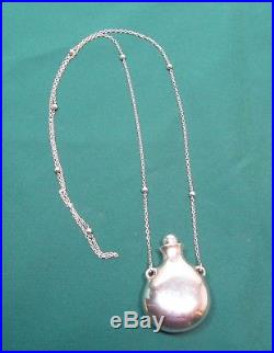 Vintage Sterling Silver Perfume Bottle Pendant on Chain