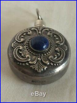 Vintage Sterling Silver Perfume Bottle Pendant with Lapis