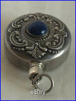 Vintage Sterling Silver Perfume Bottle Pendant with Lapis