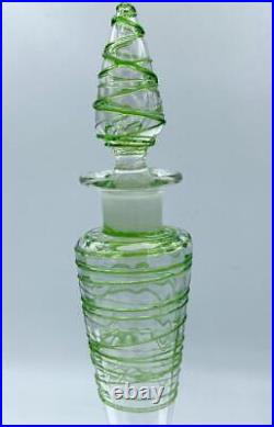 Vintage Steuben Perfume Bottle with Green Verre De Soie Threading 10