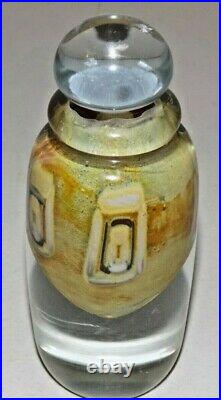 Vintage Steve Main Signed Hand Blown Art Glass Bottle 1982 with Glass
