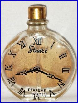 Vintage Stuart Perfume O'Clock Cologne Empty Glass Pocket Watch Bottle with Label