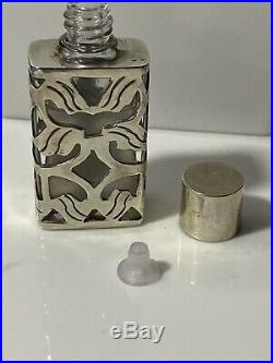 Vintage Stunning Art Deco Style Open work Sterling Silver Perfume Scent Bottle