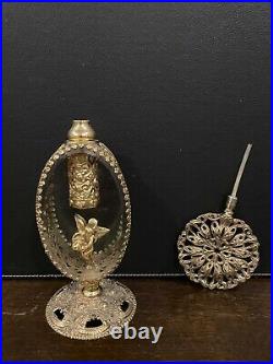 Vintage Stylebuilt Gold Ormolu Cupid And Leaf Perfume Bottles
