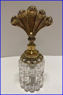 Vintage Stylebuilt Gold Perfume Bottle Vanity Floral Rose Stopper USA