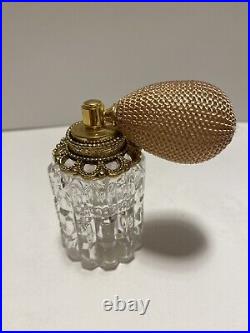 Vintage Stylebuilt Gold Perfume Bottle Vanity Floral Rose Stopper USA