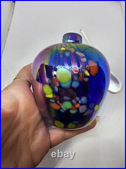 Vintage Sunspots Wisteria Handmade Hand Blown Purple Art Glass Perfume Bottle