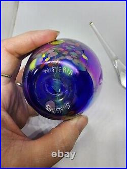 Vintage Sunspots Wisteria Handmade Hand Blown Purple Art Glass Perfume Bottle