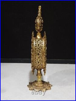 Vintage Sylebuilt Lady Head Bust Ornate Ormolu and Beveled Glass Perfume Bottle