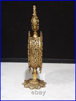 Vintage Sylebuilt Lady Head Bust Ornate Ormolu and Beveled Glass Perfume Bottle