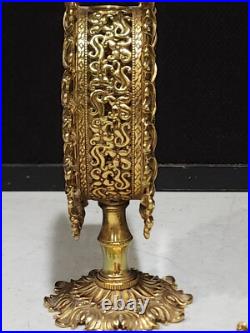 Vintage Sylebuilt Lady Head Bust Ornate Ormolu and Beveled Glass Perfume Bottle