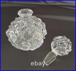 Vintage TIFFANY & Co Crystal Rock Cut Glass Perfume Vanity Bottle & Stopper +Bag