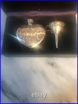 Vintage TIFFANY & Co. Sterling Silver Heart Perfume Flacon Bottle withFunnel & Box