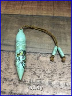 Vintage Teal Bakelite & Glass Dragon Oriental Perfume Bottle Vial