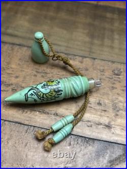 Vintage Teal Bakelite & Glass Dragon Oriental Perfume Bottle Vial