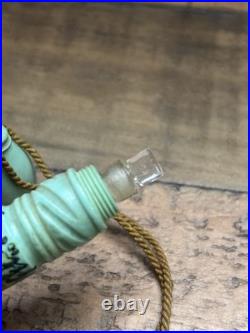 Vintage Teal Bakelite & Glass Dragon Oriental Perfume Bottle Vial