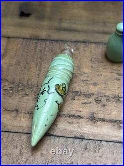 Vintage Teal Bakelite & Glass Dragon Oriental Perfume Bottle Vial