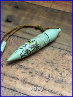 Vintage Teal Bakelite & Glass Dragon Oriental Perfume Bottle Vial