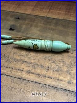 Vintage Teal Bakelite & Glass Dragon Oriental Perfume Bottle Vial