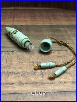 Vintage Teal Bakelite & Glass Dragon Oriental Perfume Bottle Vial