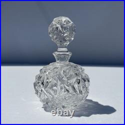 Vintage Tiffany & Co Crystal Rock Cut Glass Perfume Vanity Bottle and Stopper