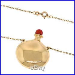 Vintage Tiffany&Co. Peretti 18K Gold Coral Round Bottle Perfume Pendant Necklace