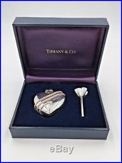 Vintage Tiffany & Co. Sterling Silver Heart Perfume Bottle with funnel and Case