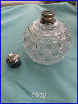 Vintage Tiffany Crystal Perfume Bottle With Hammered Sterling Screw cap