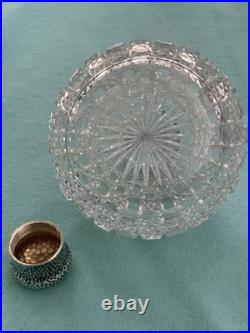 Vintage Tiffany Crystal Perfume Bottle With Hammered Sterling Screw cap
