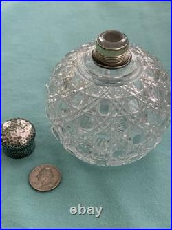 Vintage Tiffany Crystal Perfume Bottle With Hammered Sterling Screw cap