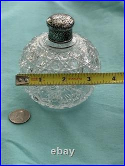 Vintage Tiffany Crystal Perfume Bottle With Hammered Sterling Screw cap