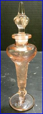 Vintage Tiffin Flower Garden with Butterflies Pink Glass Perfume Bottle Excellent