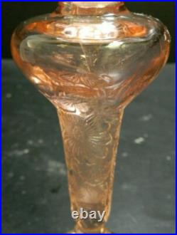 Vintage Tiffin Flower Garden with Butterflies Pink Glass Perfume Bottle Excellent