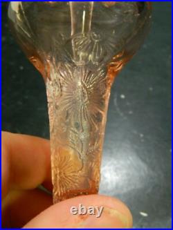 Vintage Tiffin Flower Garden with Butterflies Pink Glass Perfume Bottle Excellent