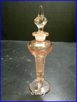 Vintage Tiffin Flower Garden with Butterflies Pink Glass Perfume Bottle Excellent