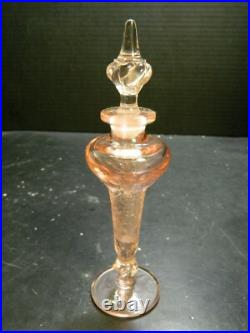 Vintage Tiffin Flower Garden with Butterflies Pink Glass Perfume Bottle Excellent