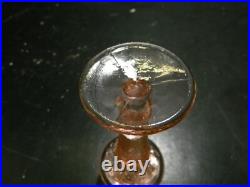 Vintage Tiffin Flower Garden with Butterflies Pink Glass Perfume Bottle Excellent